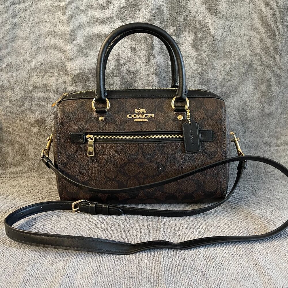 Coach F83607 Rowan Satchel in Signature Black Purse